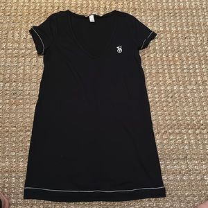 Victoria Secret Sleepwear Black with Pink logo and trim Size Small
